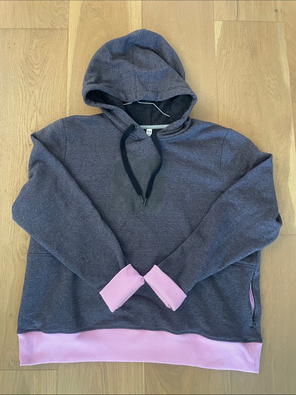 Heather Charcoal Hoodie with Pink Trim- Under Armour
